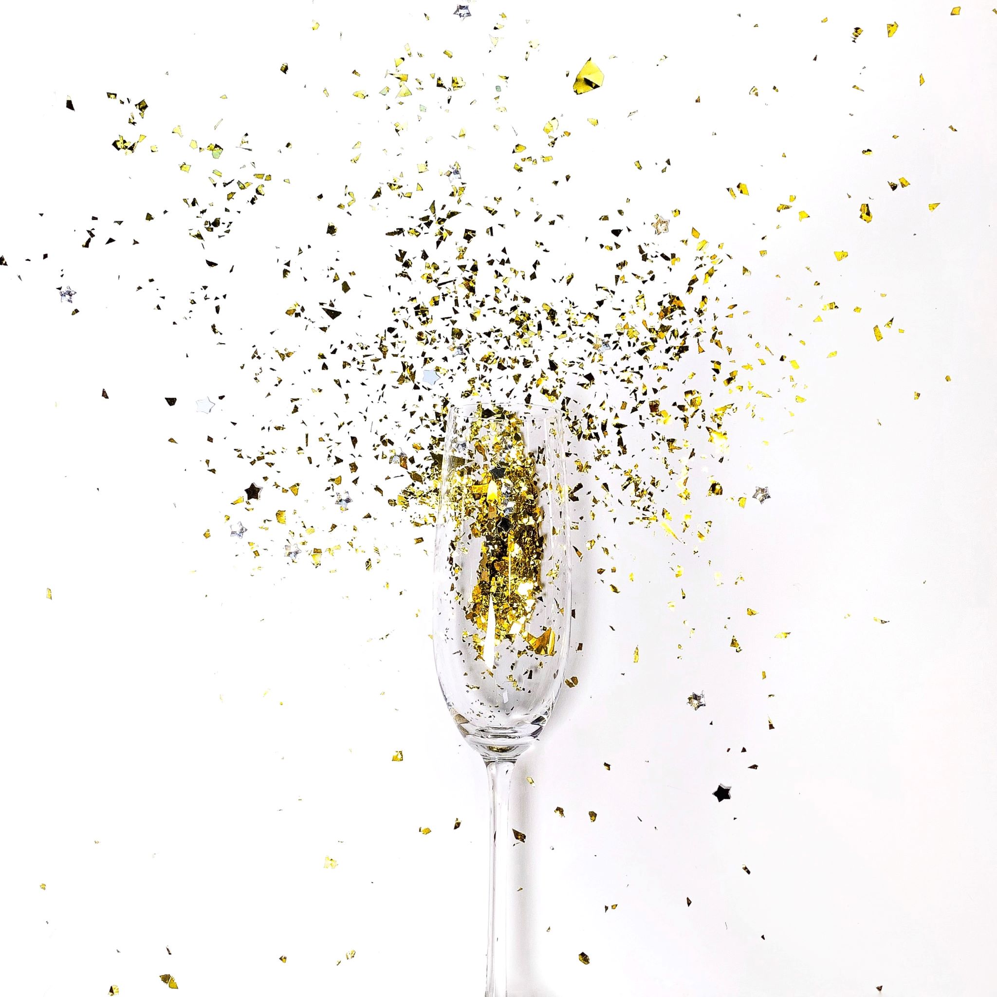 Champagne glass with sparkles