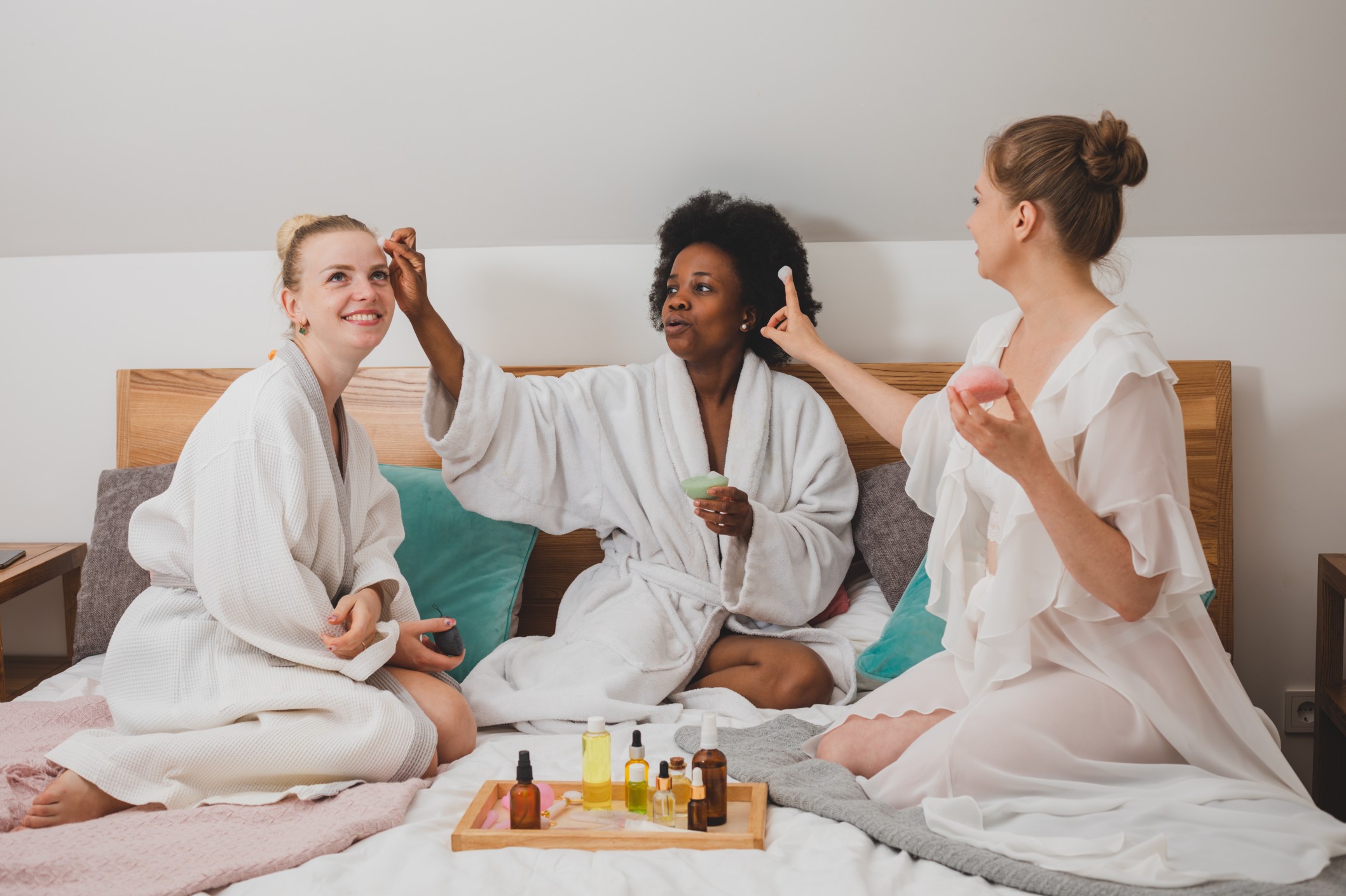 Three women at a spa party at Urban Oasis in Nashville, TN