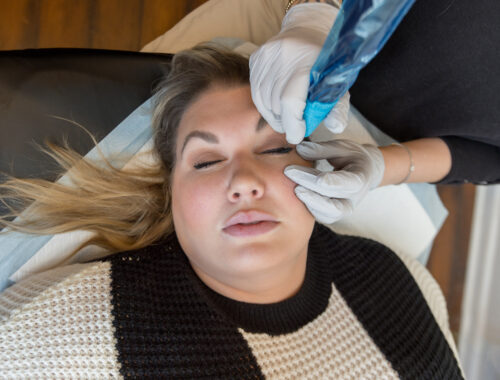 Eyeliner tattoo procedure in Nashville at Urban Oasis Nashville with permanent makeup artist