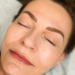 Client with nano combo brows and lip blush permanent makeup at Urban Oasis Nashville
